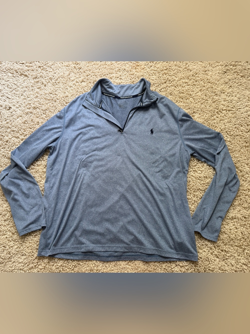 Polo by Ralph Lauren Heather Blue Quarter-Zip Long Sleeve Polo